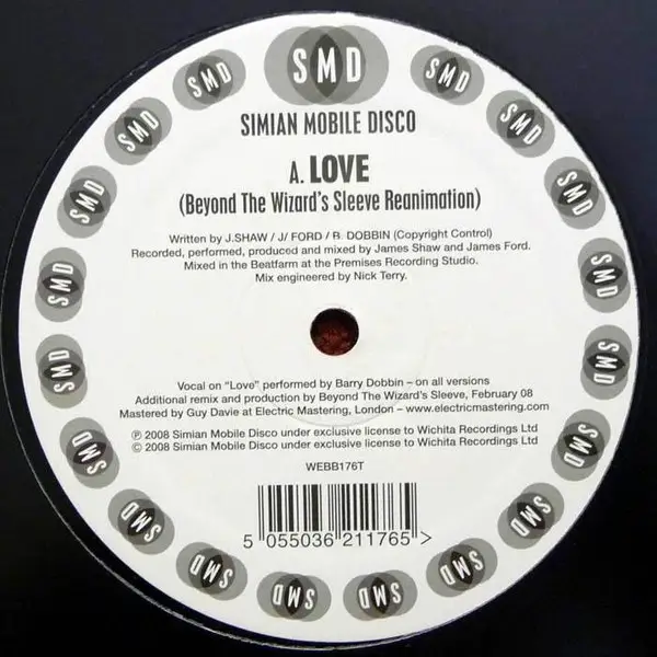 SIMIAN MOBILE DISCO - Love (Beyond The Wizard's Sleeve Reanimation) / Hotdog (Cosmo Vitelli Remix) - 12 inch x 1