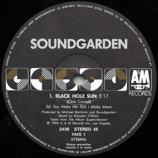 SOUNDGARDEN - Black Hole Sun - 12 inch 45 rpm
