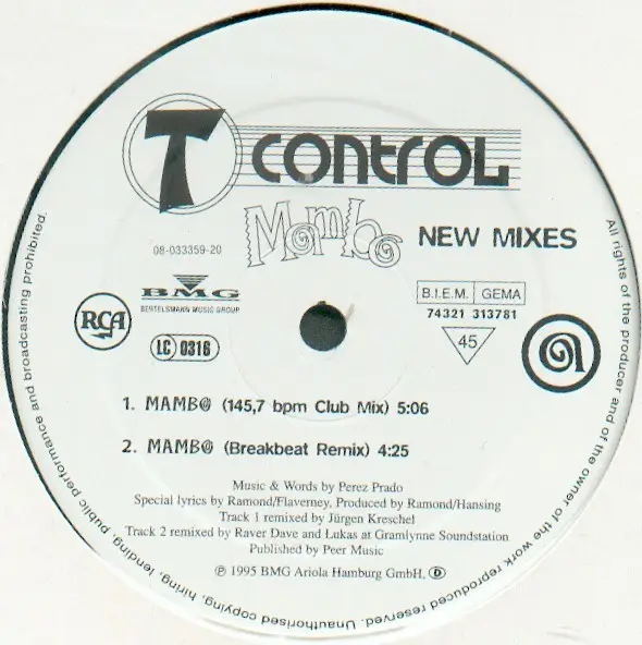 T CONTROL - Mambo - New Mixes - 12 inch x 1