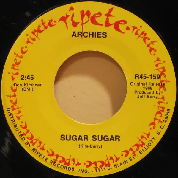 THE ARCHIES / JOHNNY THUNDER - Sugar Sugar / Loop De Loop - Disque 45T x 1