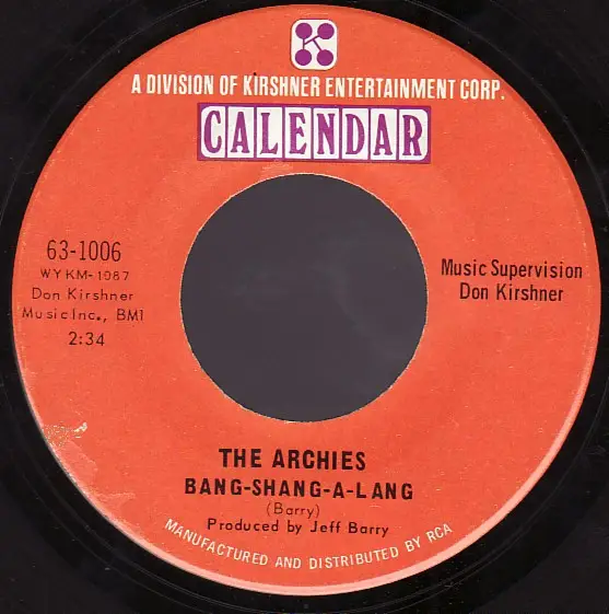 THE ARCHIES - Bang-Shang-A-Lang / Truck Driver - Disque 45T x 1