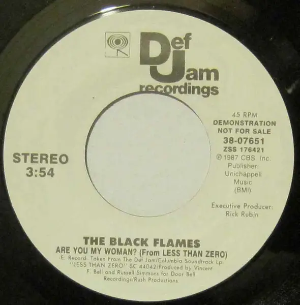 THE BLACK FLAMES - Are You My Woman? (From Less Than Zero) - Disque 45T x 1