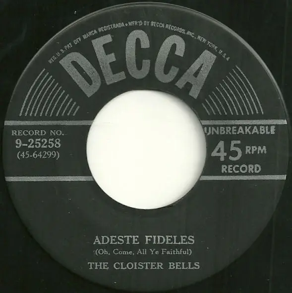 THE CLOISTER BELLS - Adeste Fidelis / Silent Night - 7inch x 1