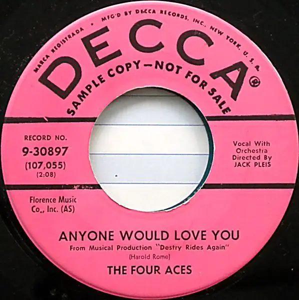 THE FOUR ACES - Anyone Would Love You / The Five Pennies - 7inch x 1