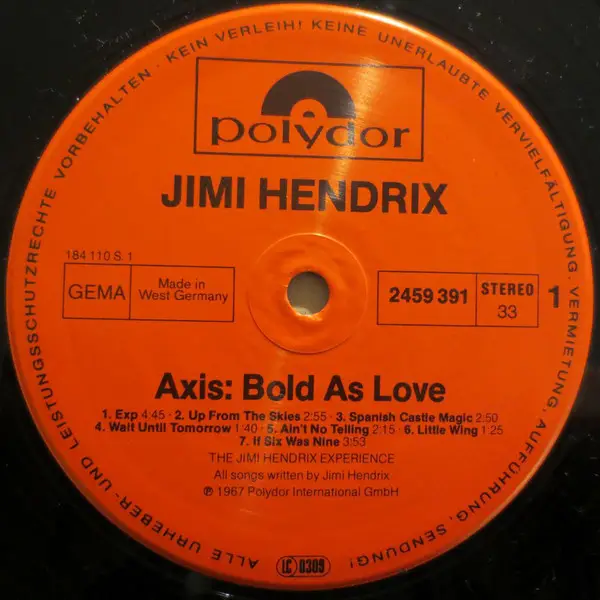 The Jimi Hendrix Experience Axis: Bold As Love (GATEFOLD)