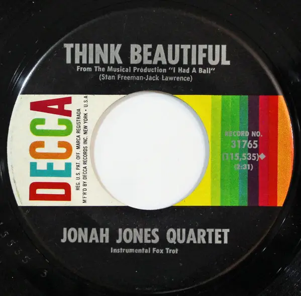 THE JONAH JONES QUARTET - 127th Street March / Think Beautiful - Disque 45T x 1