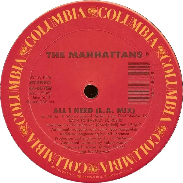 THE MANHATTANS, MANHATTANS - All I Need - Disque Maxi x 1