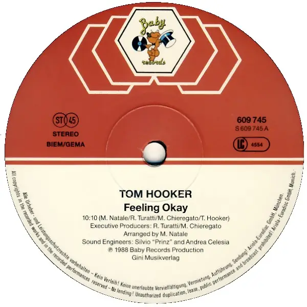 TOM HOOKER - Feeling Okay - 12 inch x 1