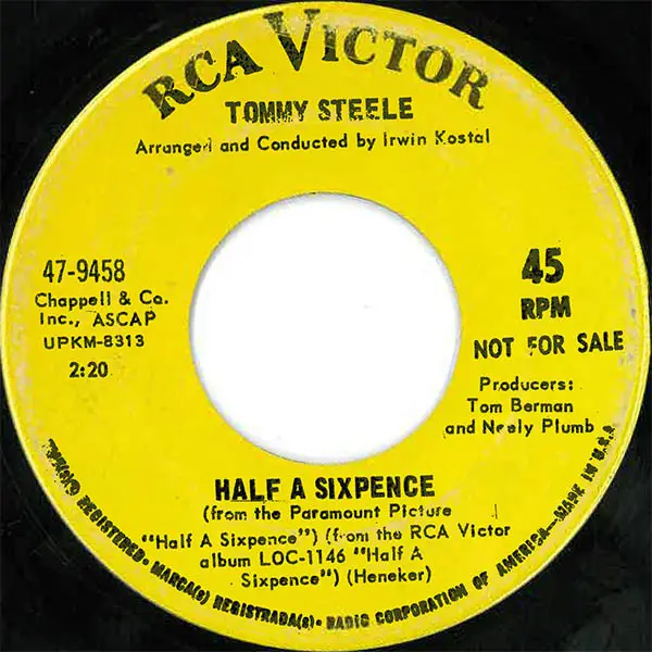 TOMMY STEELE - Half A Sixpence / If The Rain's Got To Fall - 7inch x 1