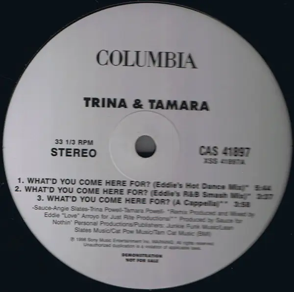 TRINA & TAMARA - What'd You Come Here For? (Remixes) - Disque Maxi x 1