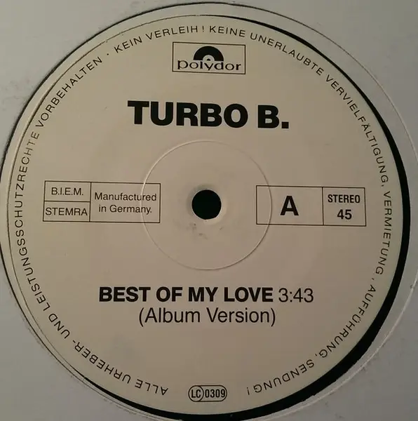 TURBO B. - Best Of My Love / Nice & Smooth - 12 inch x 1