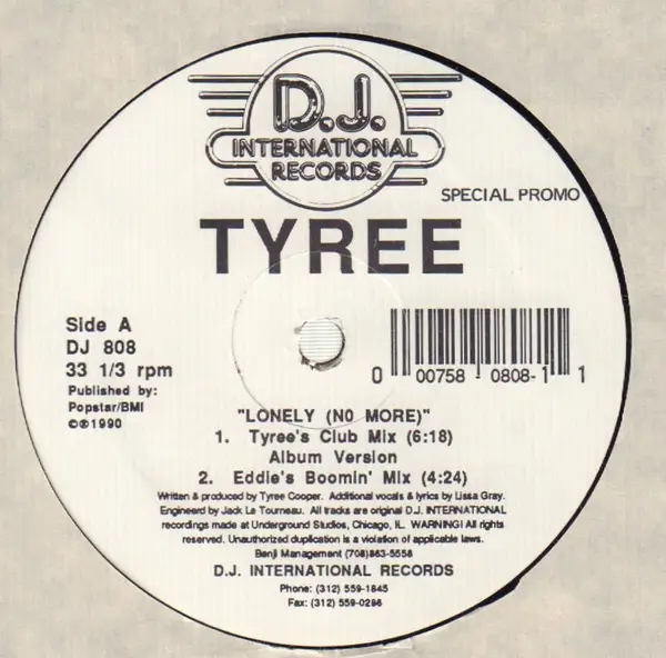 TYREE, TYREE COOPER - Lonely (No More) - Disque Maxi x 1