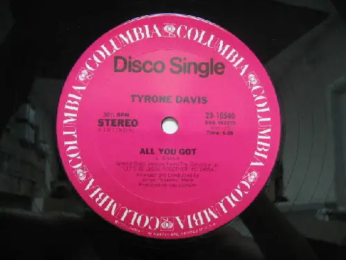 TYRONE DAVIS - All You Got - 12 inch x 1