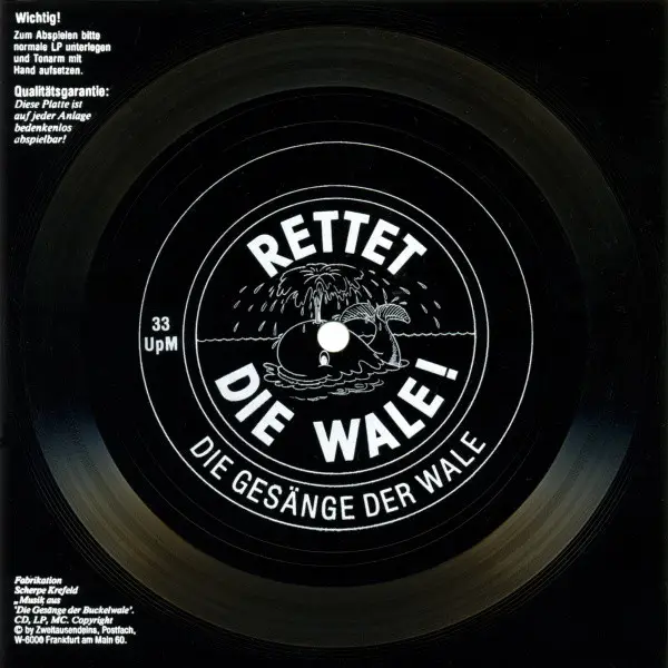 RETTET DIE WALE - Rettet Die Wale! - Die Gesänge Der Wale - Disque 45T x 1