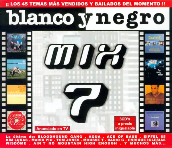 THE BAD TOUCH, E NOMINE, EIFFEL 65 - Blanco Y Negro Mix 7 - Disque CD x 3