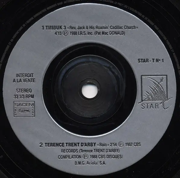 TIMBUK 3 / TERENCE TRENT D'ARBY A.O - Star-T N°1 - Disque 45T x 1