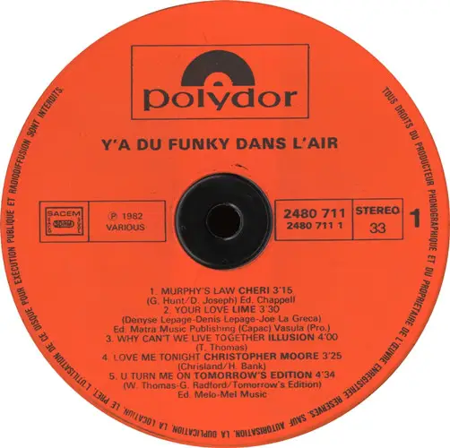 CHERI / LIME / ILLUSION A.O. - Y'A Du Funky Dans L'Air - Disque 33T