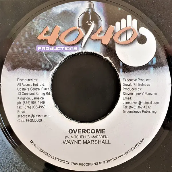 WAYNE MARSHALL - Overcome - Disque 45T x 1