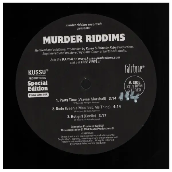 WAYNE MARSHALL / WAYNE WONDER FEAT. ELEPHANT MAN A.O. - Murder Riddims - Disque 33T
