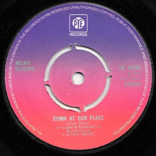 WILMA READING - Down At Our Place (COMPANY SLEEVE) - Disque 45T x 1