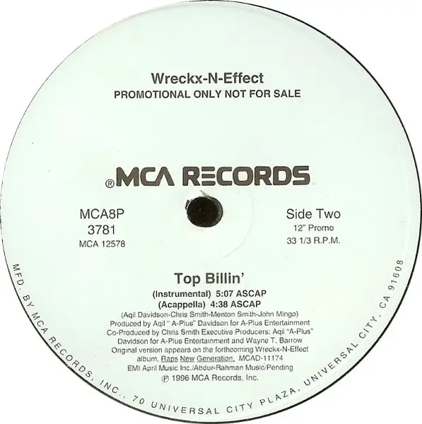 WRECKX-N-EFFECT, WRECKS-N-EFFECT - Top Billin' - Disque Maxi x 1