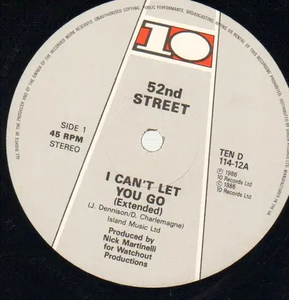 52nd Street - I Can't Let You Go