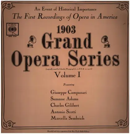 1903 Grand Opera Series - Vol.1 pres. Campanari, Adams, Gilibert a.o.