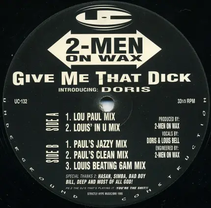 2 Men On Wax Introducing Doris - Give Me That Dick