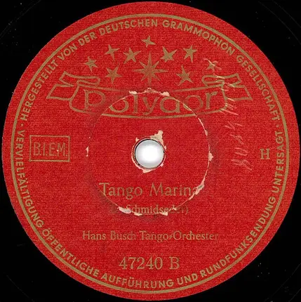 Tanzorchester Oskar Joost / Hans Busch Tanz-Orchester - Tango Bolero / Tango Marina