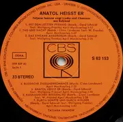 LP - Tatjana Iwanow - Anatol Heißt Er - Tatjana Iwanow Singt Lieder und Chansons Aus Rußland