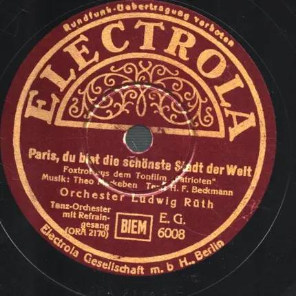 Teo Mackeben - O bella Rosa / Paris, du bist die schönste Stadt der Welt