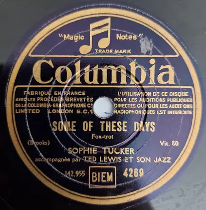 Ted Lewis And His Band / Sophie Tucker Accompagnée Par Ted Lewis And His Band - Bugle Call Rag / Some Of These Days
