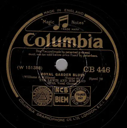Ted Lewis And His Band - Dallas Blues / Royal Garden Blues