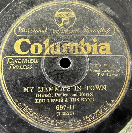 Ted Lewis And His Band - The New St. Louis Blues / My Mamma's In Town