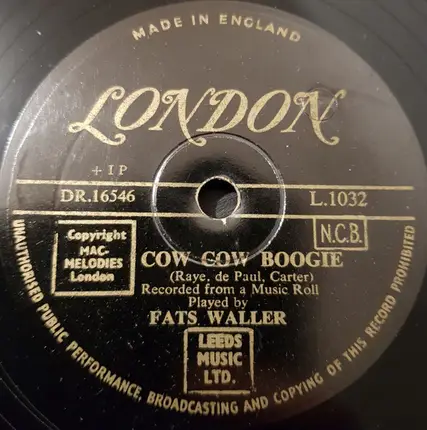 Teddy Weatherford / Fats Waller - Sugar Foot Stomp / Cow Cow Boogie