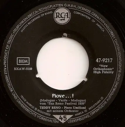Teddy Reno - Li' Per Li' / Piove ... !