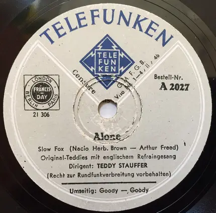 Teddy Stauffer Und Seine Original Teddies , Teddy Stauffer - Alone / Goody Goody