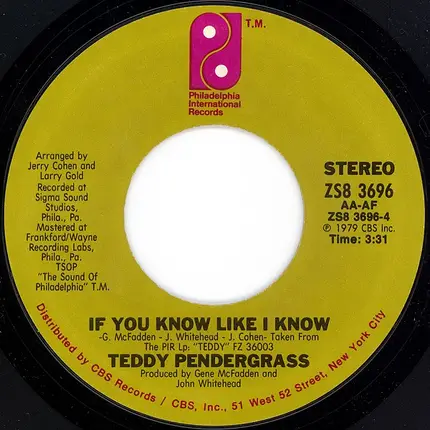 Teddy Pendergrass - Turn Off The Lights / If You Know Like I Know