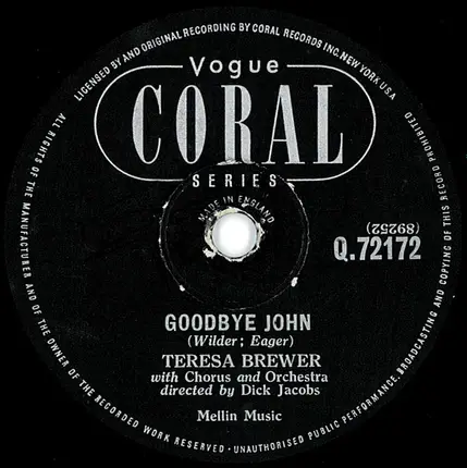 Teresa Brewer - A Sweet Old Fashioned Girl / Goodbye John