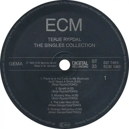 Terje Rypdal - The Singles Collection