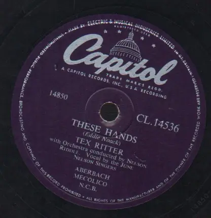 Tex Ritter - These Hands / The Last Frontier