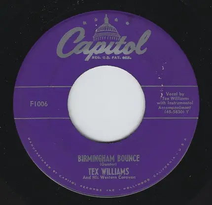 Tex Williams And His Western Caravan - Birmingham Bounce / Great Big Needle