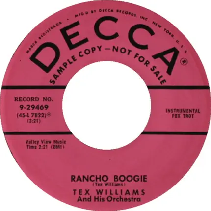 Tex Williams & His Orchestra - Roses And Revolvers / Rancho Boogie