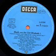 LP - Morley / Cutting / Farnaby a.o. - Musik Aus Der Zeit Elisabeth I.