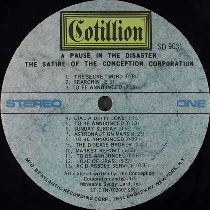 The Conception Corporation - A Pause In The Disaster - The Satire Of The Conception Corporation