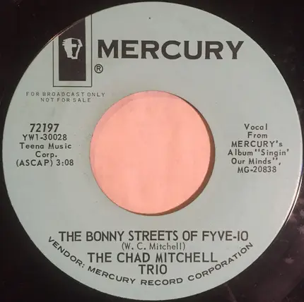 The Chad Mitchell Trio - The Marvelous Toy / The Bonny Streets Of Fyve-10