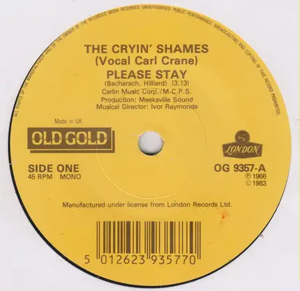 The Cryin' Shames / Pinkerton's Assorted Colours - Please Stay / Mirror, Mirror