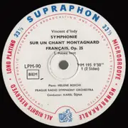 10'' - The Czech Philharmonic Orchestra Conductor: Karel Šejna Piano: Helene Boschi , Vincent d'Indy - Symphony Sur Un Chant Montagnard Français