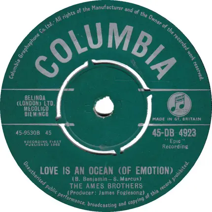 The Ames Brothers - Love Me With All Your Heart / Love Is An Ocean (Of Emotion)