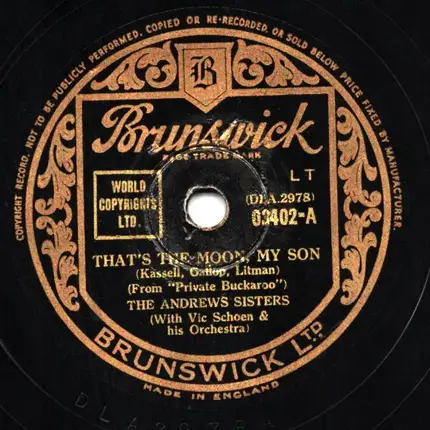 The Andrews Sisters With Vic Schoen And His Orchestra - That's The Moon My Son / Strip Polka